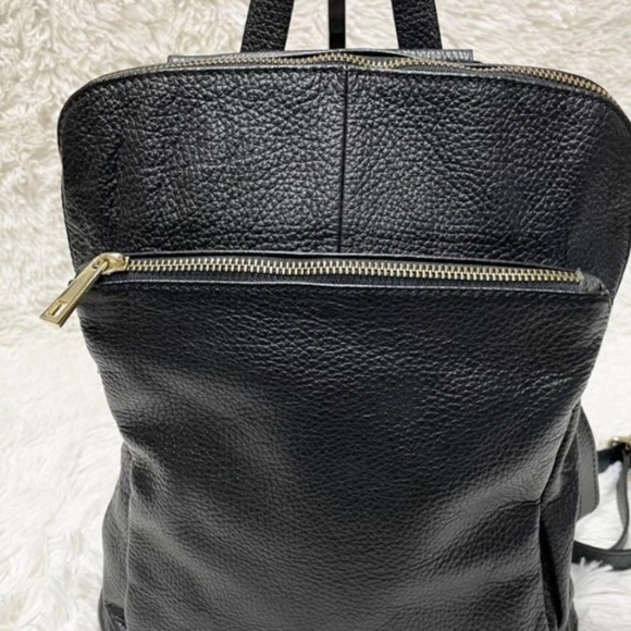 Borse In Pelle Handbags - Vera Pelle Convertible Backpack/Purse Black Pebbled Leather Made In Italy 14x13
